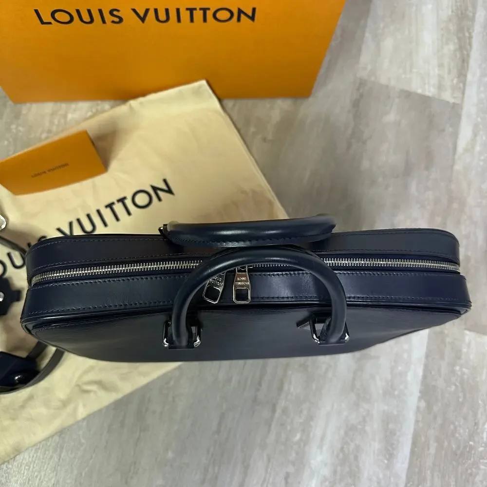 Louis Vuitton Dandy MM Briefcase Messenger In Epi Blue Marine